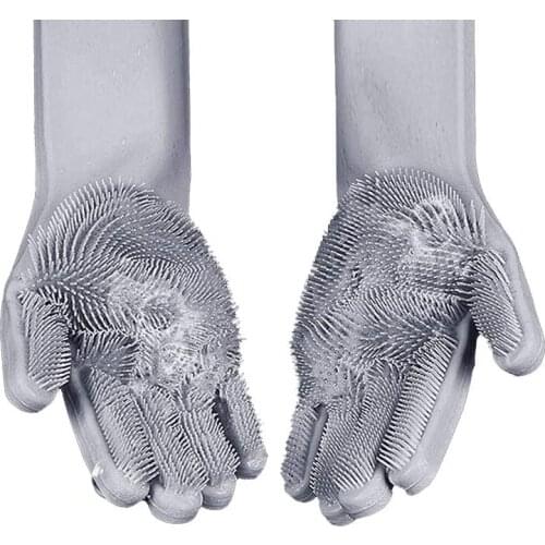 Magic Dishwashing Cleaning Sponge Gloves Reusable Silicone Brush Scrubber Washing Mitten Household Kitchen Bathroom Clean Tools