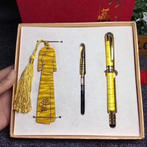 Golden Phoebe wooden pen bookmark set Gift sour branch mahogany gift bookmark set for students to send teachers necklace set