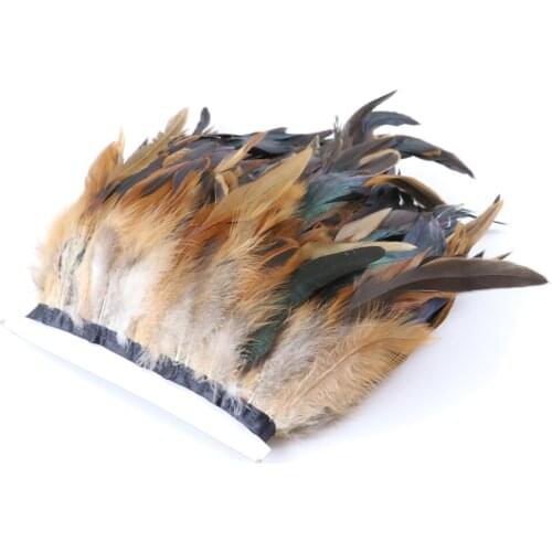 10 Meters Black Rooster Feathers Trim Fringe Dress Decoration 13-18 CM Natural Chicken Plumes Ribbon Sewing Crafts Wholesale