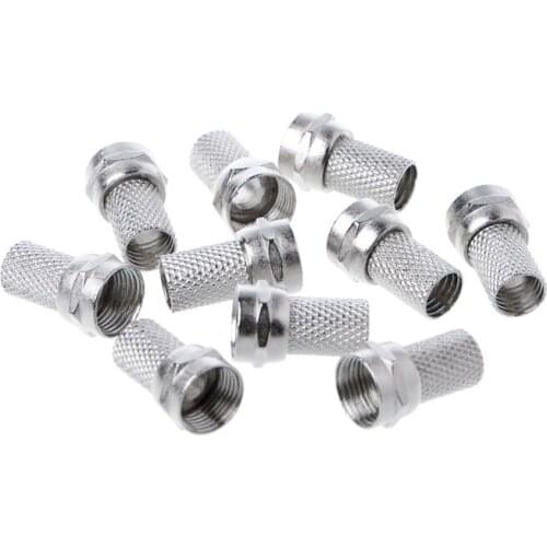 10 Pcs 75-5 F Connector Screw On Type For RG6 Satellite TV Antenna Coax Cable Twist-on