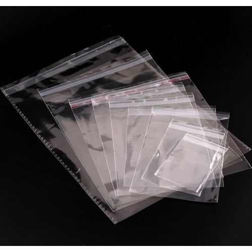 200pc/lot 17 size Storage Bags Clear Self Adhesive Seal Plastic Packaging Bag Resealable Cellophane OPP Poly Bags Gift Bags