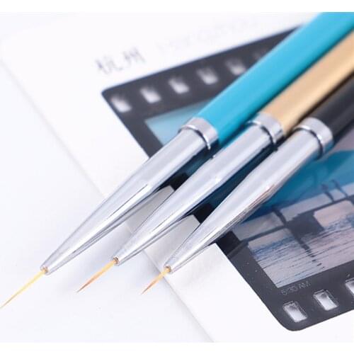 3Pcs Metal Nail Art Liner Brushes UV Gel Painting Nail Striping Pens French Nail Tools Details Blending Strokes Grid Brush DIY