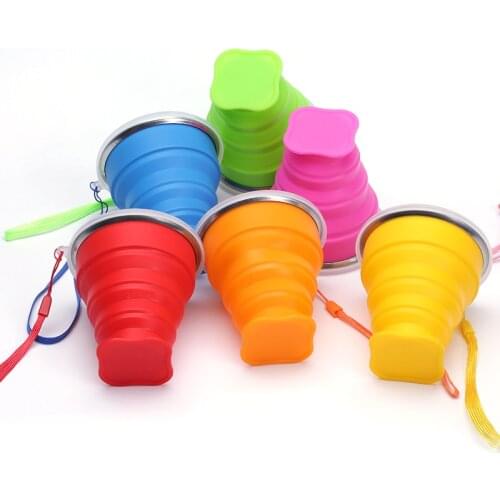 300ml Portable Silicone Folding Cup Mini Telescopic Drinking Cup With Dstproof Cover Travel Water Cup Outdoor Drinking Cup