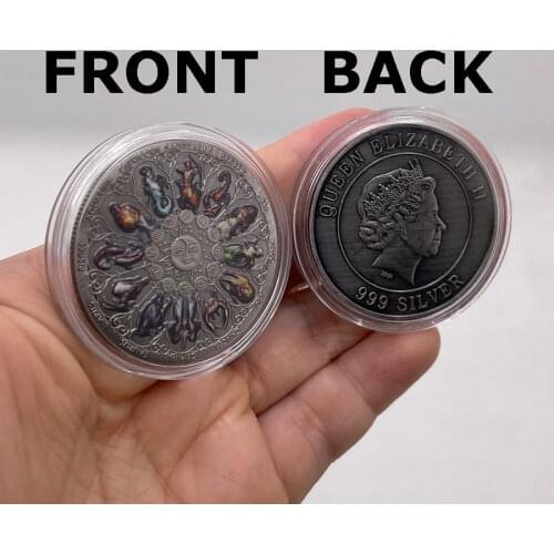 40*3mm Very Beautiful Tuvalu Zodiac Challenge Silver Coin The Sign of Zodiac Constellation Colorful Souvenir Coins
