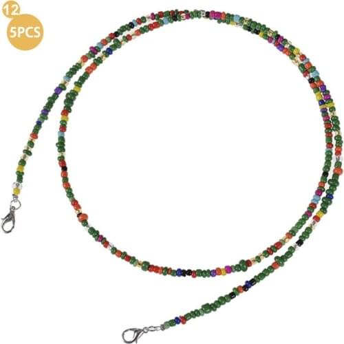 5Pcs Unisex Anti-lost Beaded Bracelet Face Mask Lanyards Reading Glasses Chain Neck Straps Necklace Mask Cord Holder Man Women