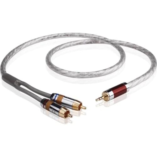 RCA Cable One Point Two Audio 2RCA Jack 3.5MM Male Audio Cable For MP3 CD DVD TV Silver Plated Hi-Fi RCA Audio Connector Silver
