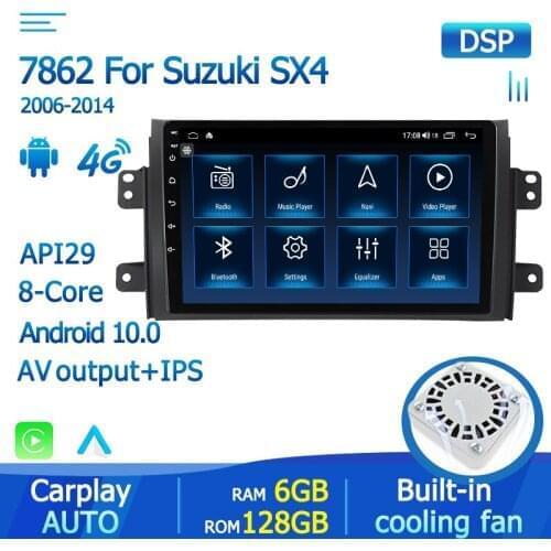 9inch Android 10 128GB ROM 2Din Radio Car Multimedia Video Player For Suzuki SX4 2006 2007 - 2010 2011 2012 2 din Audio NO DVD