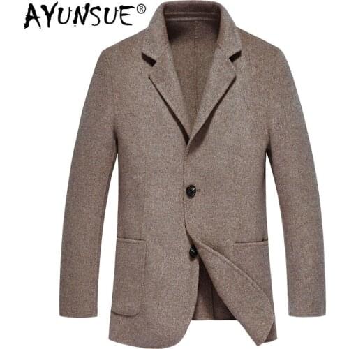 AYUNSUE Wool Coat Men Spring Autumn Jacket Overcoat Black Blazer Mens Coats and Jackets Korean Abrigos Hombre XY-188802 KJ2249