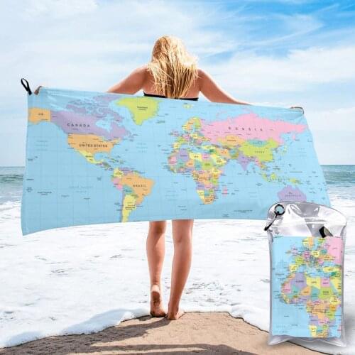 Bathing Towel World Map Bath Wearable Towel Dress Fast Drying Beach Spa Magical Nightwear Sleeping