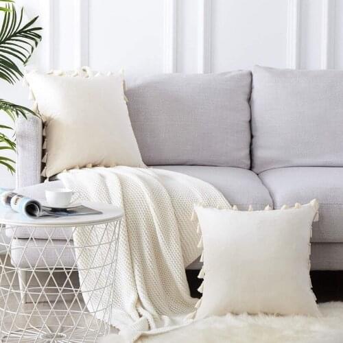 Big tassel goose down soft and strong Christmas decoration pillowcase, car pillowcase Tassel bohemian style sofa cover