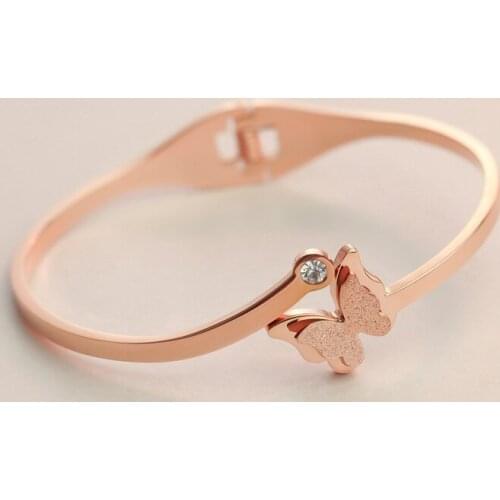 YUN RUO Gold Silver Plated New Style Butterfly Bangle Bracelet Woman Gift Titanium Steel Fine Jewelry Free Shipping Never Fade
