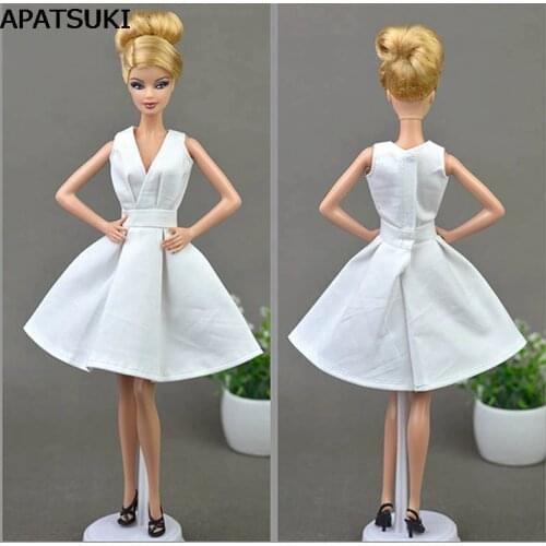 Pure White Elegant Handmade Unique Doll Dress For Barbie Doll Party Dresses Vestido Clothes For 1/6 BJD Doll Accessories