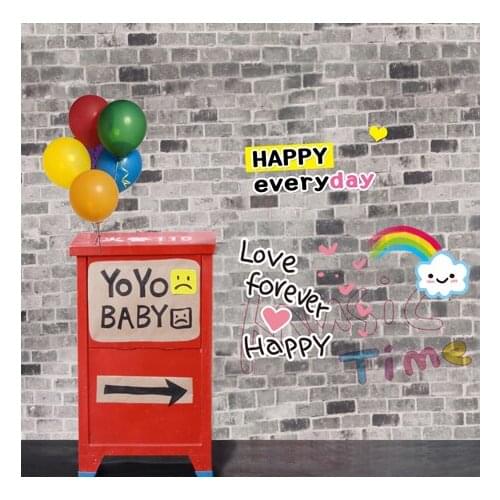 Digital Printed Photography Backdrop Brick Wall with Post Backgrounds for Kids Photography Props Children Backdrops Custom Cloth