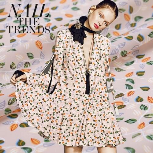 Digital inkjet silk crepe de chine fabric14 mm printing micro-transparent shirt dress silk fabric wholesale silk cloth