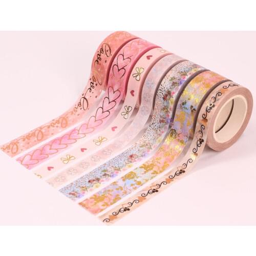 NEW 1PC Decorative Hearts and Flowers Valentines day Washi Tapes Set Japanese Paper Scrapbooking Masking Tape Cute Stationery