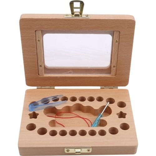 Milk Teeth Storage Wooden Photo Frame Fetal Hair Deciduous Tooth Box Organizer Umbilical Lanugo Save Collect Baby Souvenirs Gift
