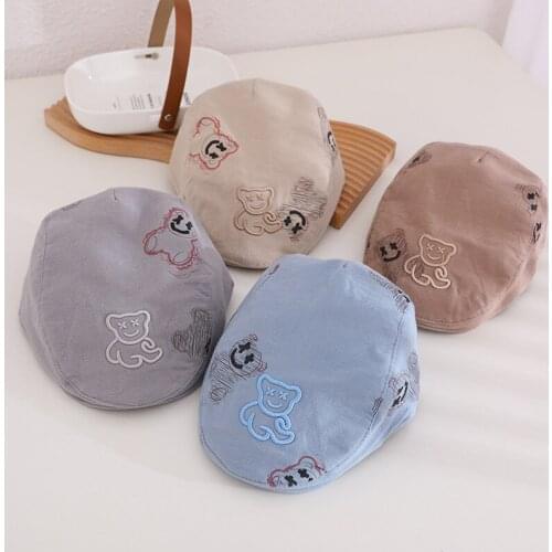 Kids Berets Hats For Boy Girl Spring Autumn Children Painter Cap Cartoon Bear 8 Months Baby Sun Hat Unisex Gentleman Cap 1-4Y