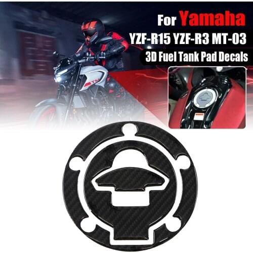 For YAMAHA YZF-R15 YZF-R3 YZF R15 R3 MT-03 Motorcycle Carbon Fiber 3D Fuel Tank Pad Decals Gas Oil Cap Stickers Cover Protection