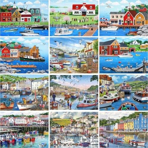 EverShine Diamond Painting Seaside New Arrivals Diamond Embroidery Ship Landscape Cross Stitch Rhinestones Art Decoration Home