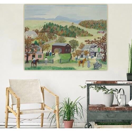 Citon Grandma Moses Anna Mary Robertson Canvas Art Oil Painting Artwork Poster Decorative Picture Wall Decor Home Decoration