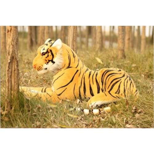 Lovely plush real life yellow tiger toy simulation prone tiger doll birthday gift about 73cm xf2922
