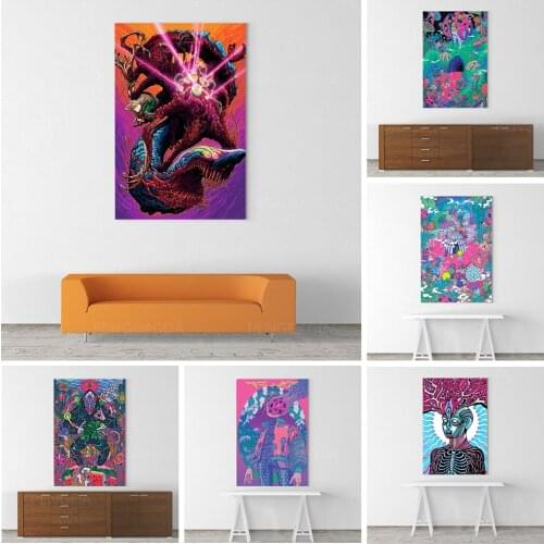Canvas Pictures Psychedelic Trippy Home Decor Paintings Abstract Face Wall Art Prints Modern Poster Modular Bedside Background
