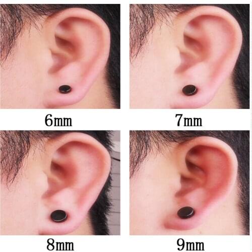 Magnetic Round Earrings Mens Stainless Steel Ear Clip Blue Black Hip Hop Simple Earrings Gifts for Woman Accessories Wholesale