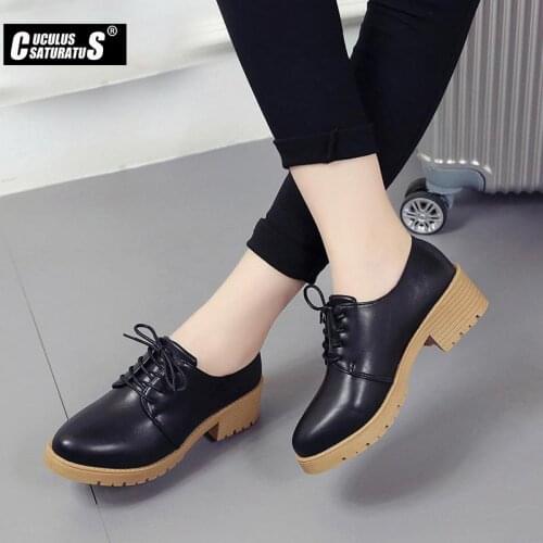 Cuculus 2021 Autumn Winter Oxfords Women Shoes Woman Casual PU leather Classic Party ladies Femme Chaussure Thick Soled 1130