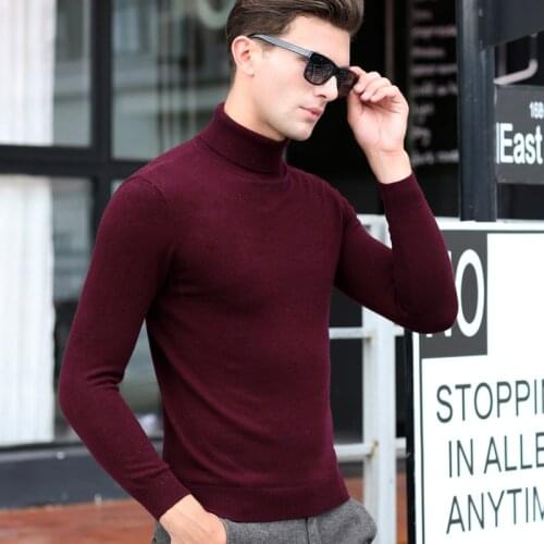 Men Turtleneck Cashmere Sweaters Winter Male Slim Turtleneck Sweater Pure 100% Wool Dresses