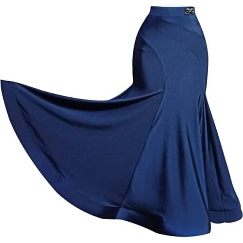 New Big Swing Skirt Blue Women Modern Dance Practice Skirts Tango Salsa Cha Cha Rumba Samba Dancing Irregular Skirt Latina