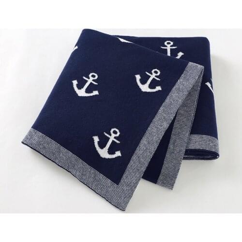 Baby Blanket 100%Cotton Plaid Knit Newborn Girls Stroller Swaddle Wrap Super Soft Toddler Infant Boys Bed 100*80cm Anchor Quilts