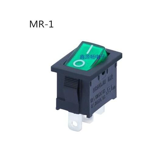Original new 100% rocker switch MR-1-118-C5L-BG rectangular 3pin 2 gear 15x21 with green light