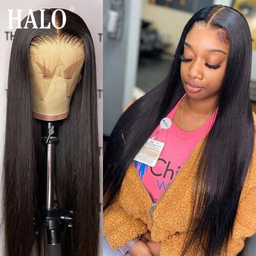 Lace Front Human Hair Wigs Straight Pre Plucked 1B Black 13x4 150% Brazilian Remy Human Hair Wig Lace Frontal Wigs For Women