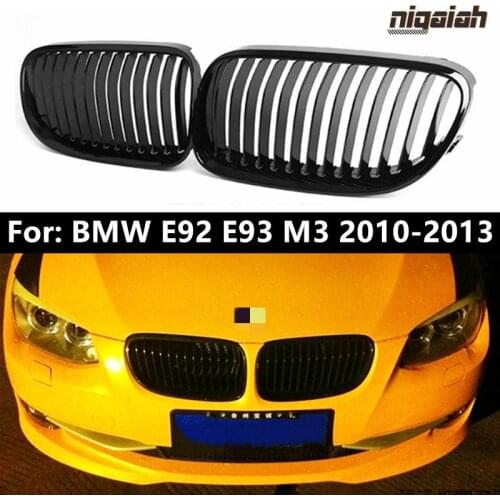 Front Kidney Grill For BMW E92 E93 320i 328i 335i 2010 2011 2012 2013 Glossy Black Single Line Front Bumper Grille Car Styling