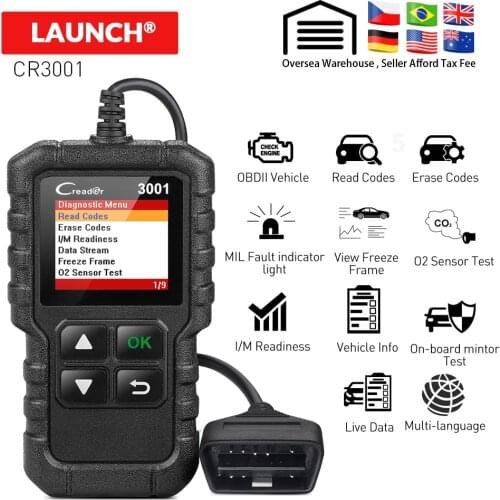 LAUNCH X431 Full OBDII obd2 code reader scanner Creader 3001 diagnostic tool Multi-language CR3001 pk AL319 AL519 OM123 elm327