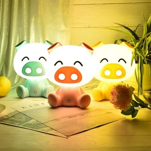 Touch Pig Lights Cute Baby Bedroom Lamp Night Light LED Night Lamp Bedside Decor Kids Desk Light Christmas Gift Valentines Day