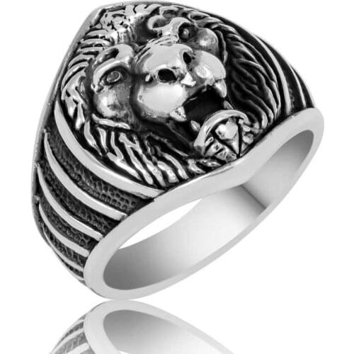Tevuli 925 Sterling Silver Lion Figures Male Ring