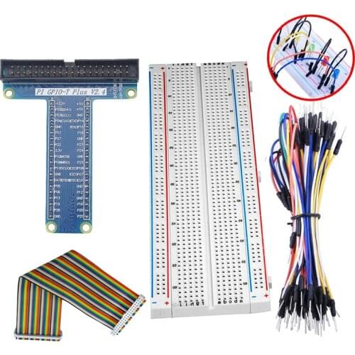 Aokin T Type GPIO Extension Board DIY Breadboard with 40Pin Flat Ribbon Cable 65PCS Jumper Wire Kit for Raspberry Pi 2 3 Model B