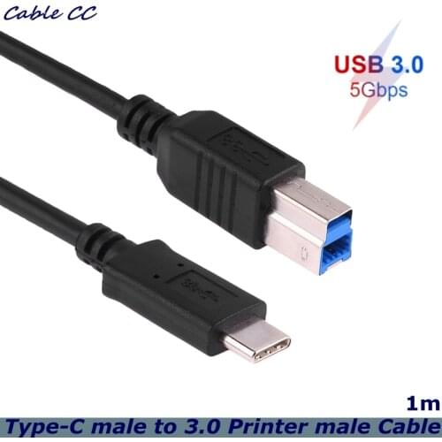 1m USB data cable USB 3.1 type C male USB 3.0 type B data cable for scanner digital camera printer mobile hard disk
