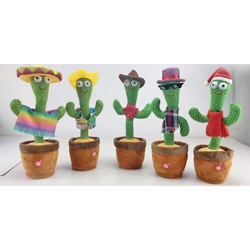 Funny Dancing Cactus Plush Toy Electric Stuffed Plant Toy Funny Shake Dancing Song Plush Doll Early Education Toy for Children
