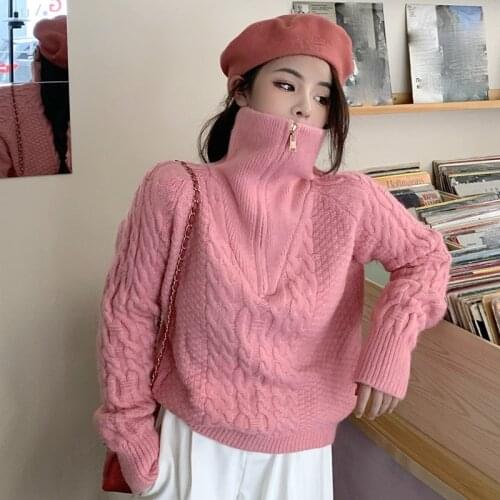 Womens Loose Outer Wear Autumn and Winter 2020 New Knitwear Long-Sleeved Top