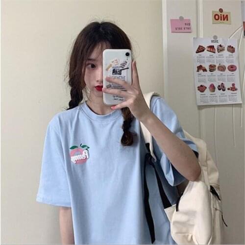 Sweet Lovely Women Top Korean Style Short Sleeve O Neck Women Tops Tees Casual Slim Fit T shirts Women