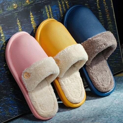 Spot Winter Indoor Warm Cotton Slippers Plush Slippers for Men and Women Couples Home Non-slip Soft-soled Shoes