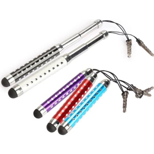 1Pc Capacitive Touch Screen Stylus Pen Retractable Three-tier With Rhinestone for Phone Tablet 5 Colors for Choice