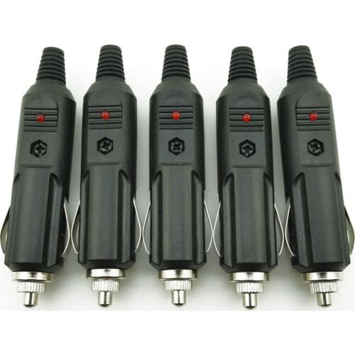 2 PCS/Lot Free shipping 12V Male Car Cigarette Lighter Socket Plug Connector Auxiliary Wire In Type LED