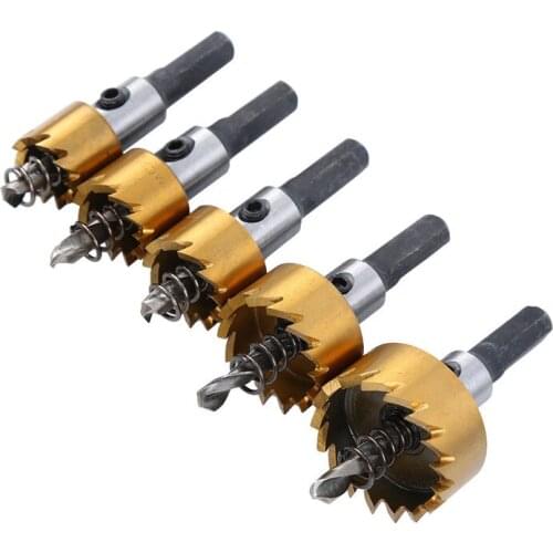 5Pcs 16-30mm HSS Drill Bit Hole Saw Set Stainless Steel Metal Alloy Cutter