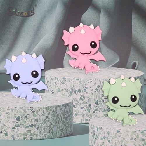 5pc Dinosaur Silicone Teether Baby Teether Food Grade Baby Teething Necklace Toys Rodents DIY Pacifier Clip Pendant Baby Product