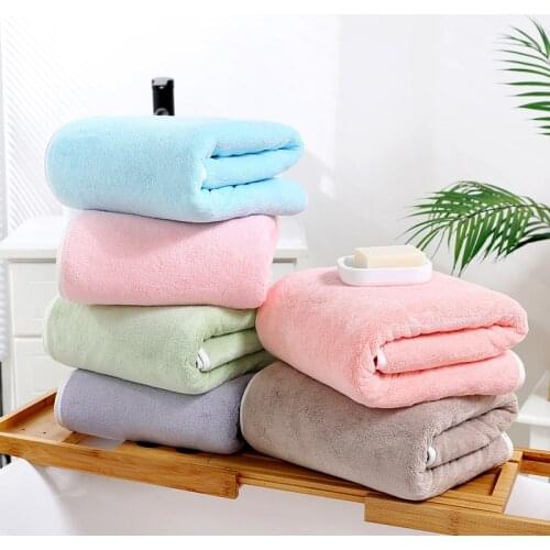 90x180cm Thicken Super Absorb Water Coral Velvet Large Size Bath Towel Washable Adult Children Home Hotel Cozy Beach Towels