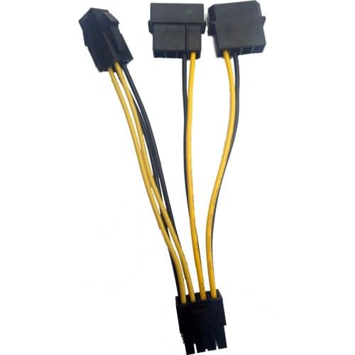 ATX 4 Pin male + Double Molex 4 Pin to 8 Pin Female EPS Power Cable Adapter 4Px3 to 8P Adaptor