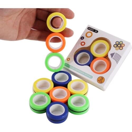 3pcs Anti-stress Magnetic Rings Unzip Toy Magic RingTools Children Magnetic Ring Finger Spinner Ring Adult Stress Reliever Toys